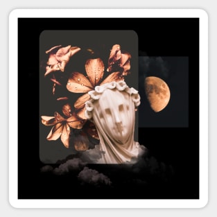 Aesthetics, darkness, gothic, romantic, moon, dark academia, love, romantic, statue, vintage, retro, artistic, artsy, classy, butterfly, flowers, floral Magnet